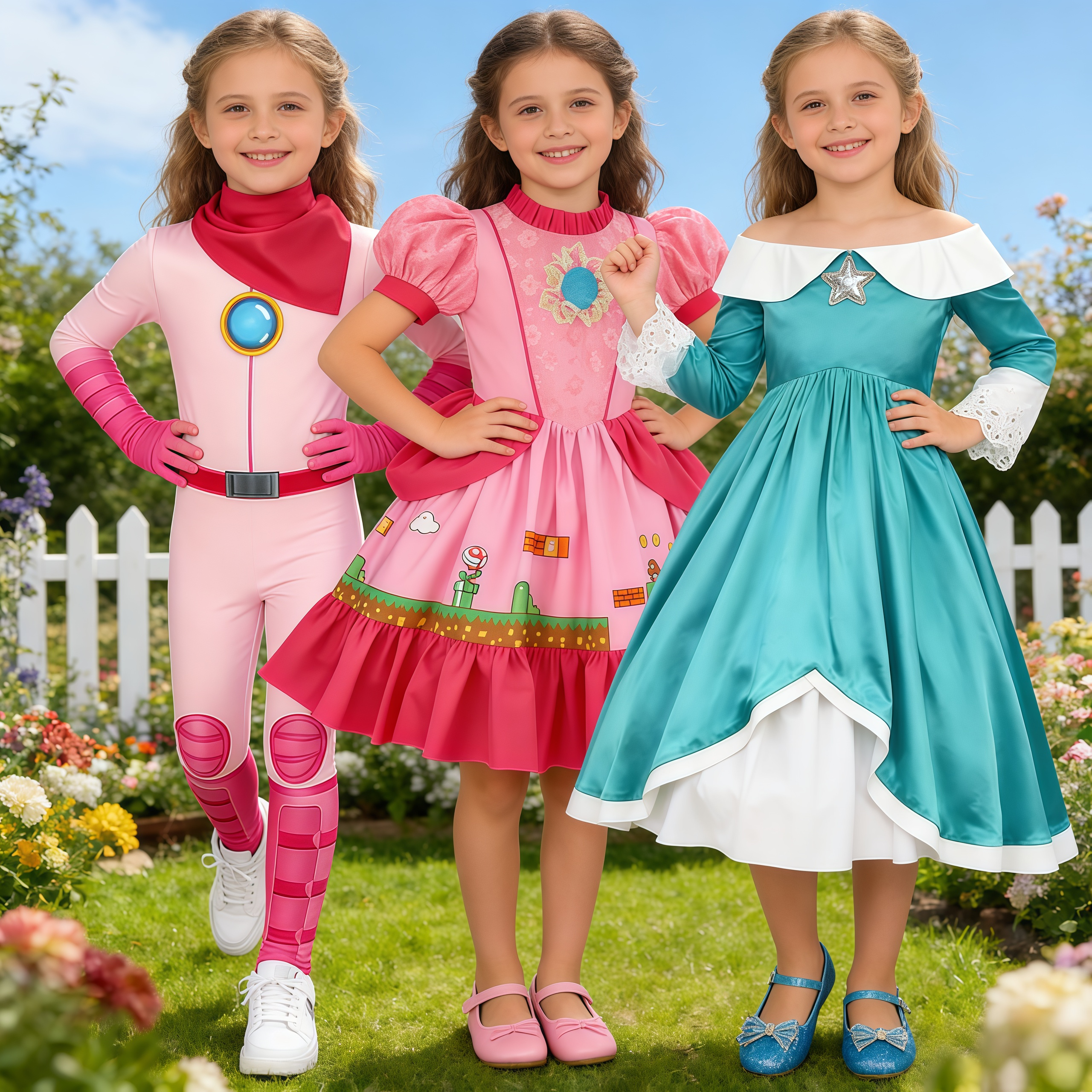 Party Games Kids Birthday - Girls Peach Princess Jumpsuit Anime Game