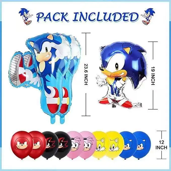 Party Games Kids Birthday - Cartoon Blue Flashing the Hedgehog Balloon