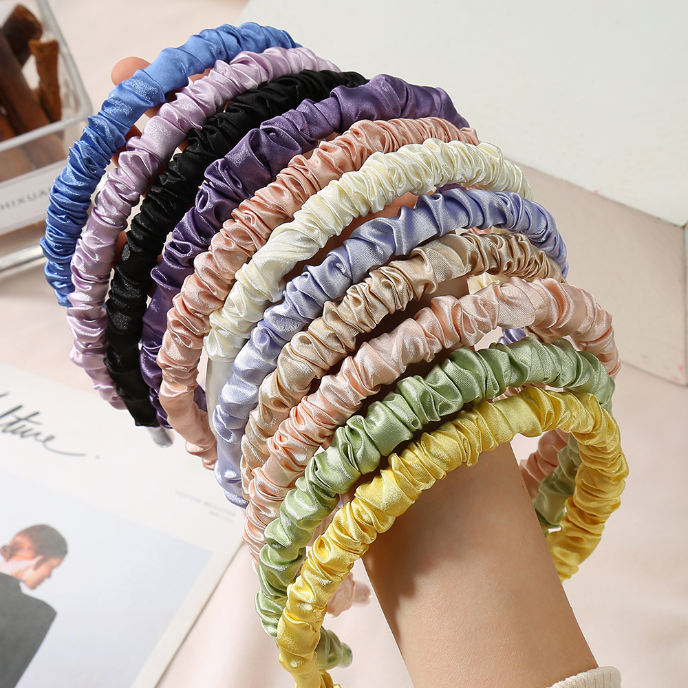 Ring Toss Outdoor - 1.4cm Satin Pleated Headbands Girls Thin