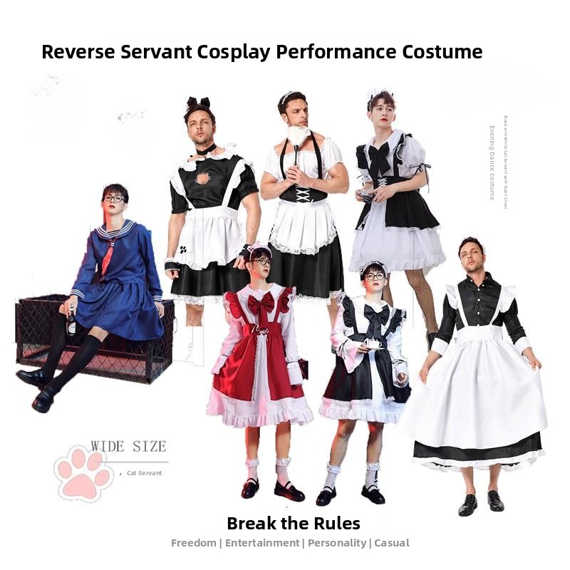 Party Games Crossplay - Comical Male Maid Skirt Costume Large