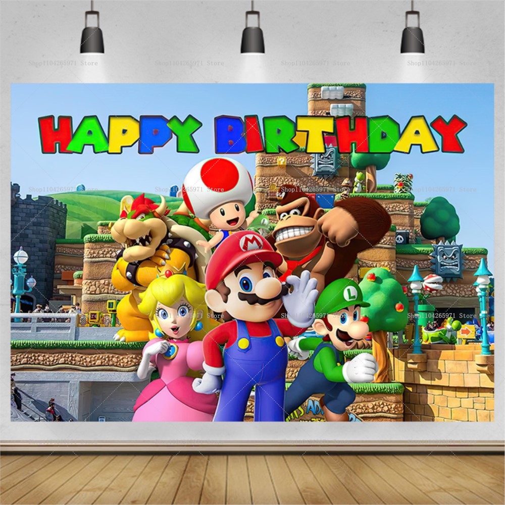 Super Mario Game Theme Backdro - Party Games Mario ulasan dan harga