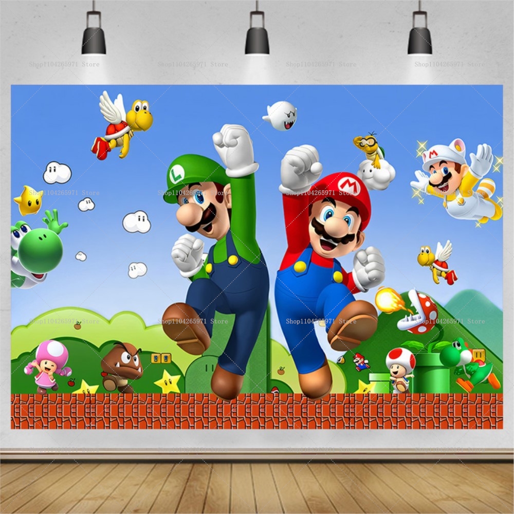 Super Mario Game Theme Backdro - Party Games Mario ulasan dan harga