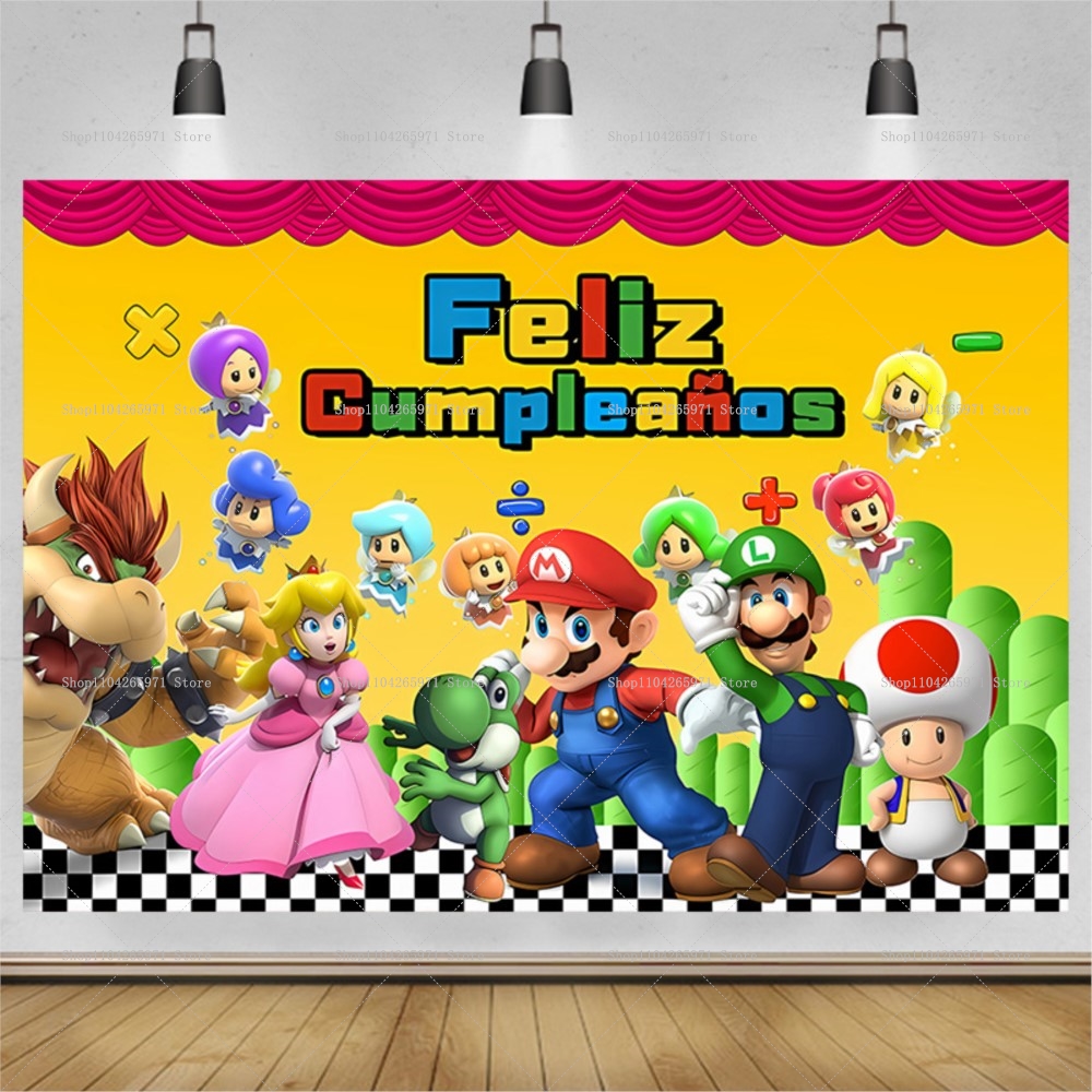 Super Mario Game Theme Backdro - Party Games Mario ulasan dan harga