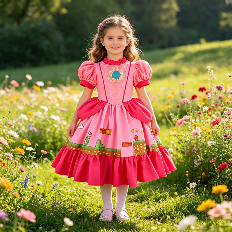 Princess Peach Costume Dress w - Party Games Kids Birthday ulasan dan harga