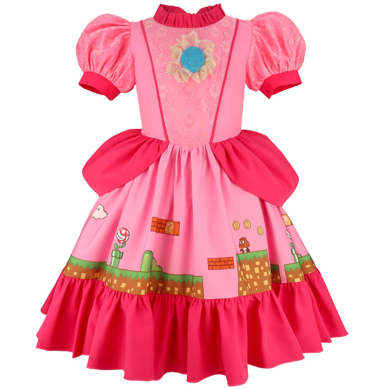 Princess Peach Costume Dress w - Party Games Kids Birthday ulasan dan harga