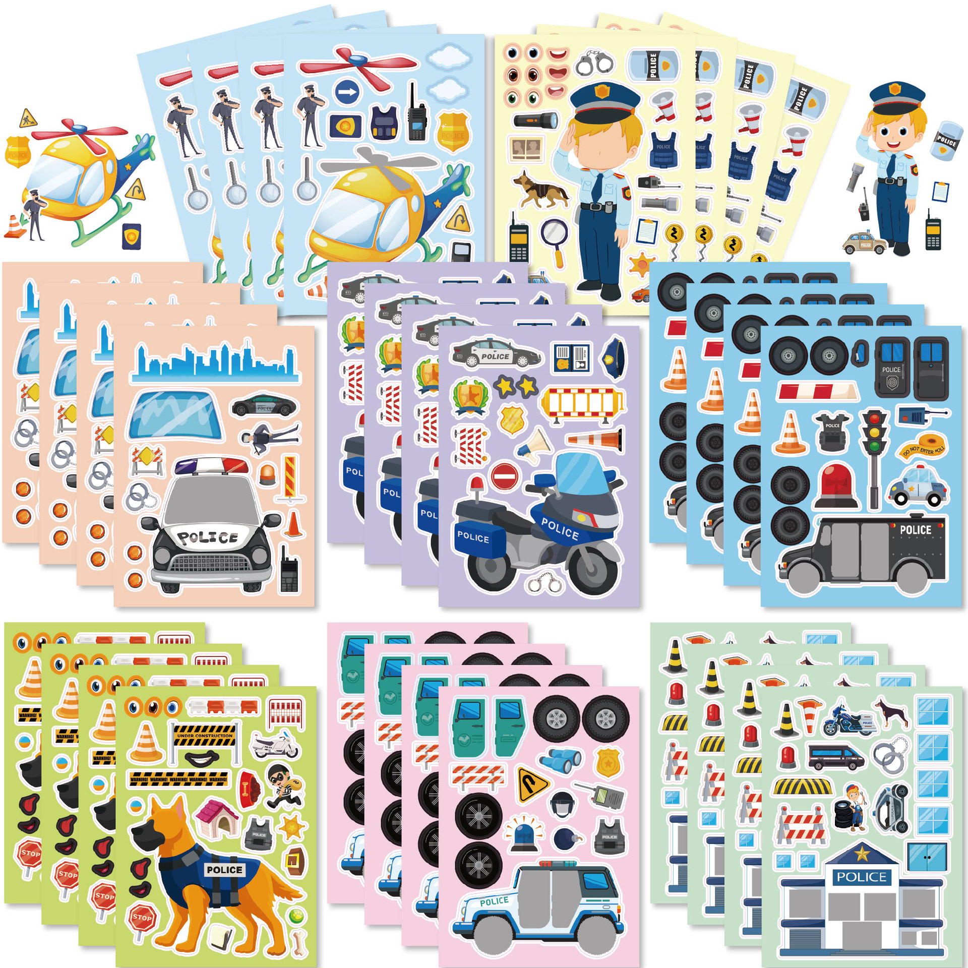 16Sheets Cartoon Vocation Poli - Party Games Kids Birthday ulasan dan harga
