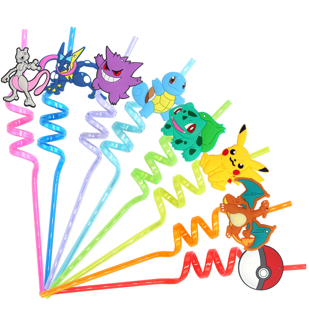 Pikachu Cartoon Drinking Straw - Party Games Kids Birthday ulasan dan harga