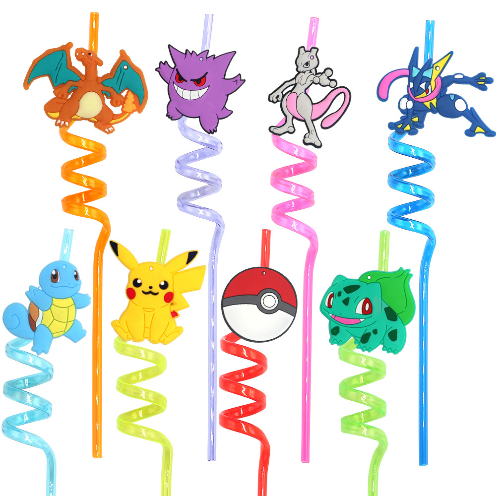 Pikachu Cartoon Drinking Straw - Party Games Kids Birthday ulasan dan harga