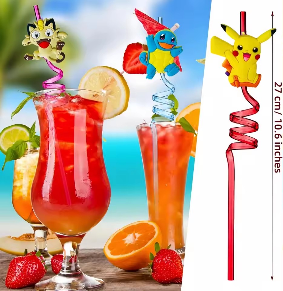 Pikachu Cartoon Drinking Straw - Party Games Kids Birthday ulasan dan harga