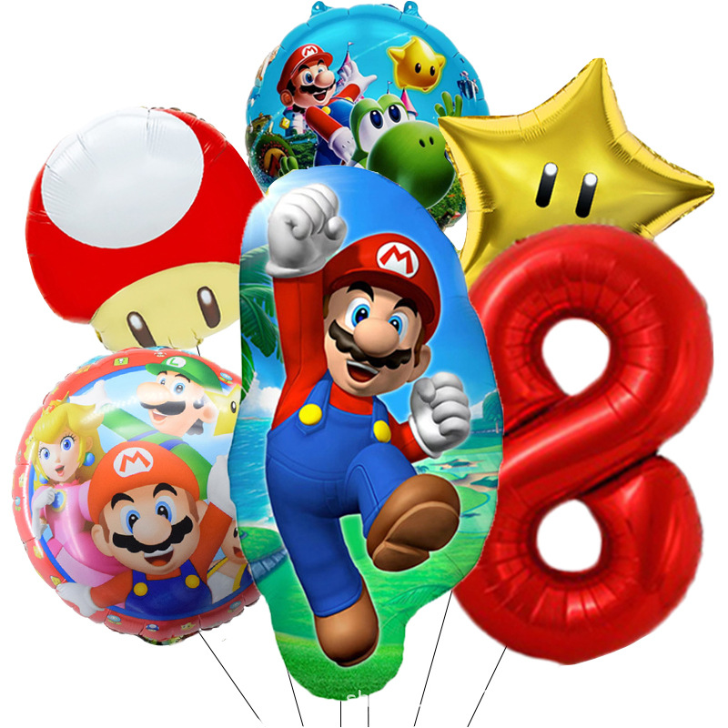 6pcs Mario Bros Balloon Childr - Party Games Mario ulasan dan harga